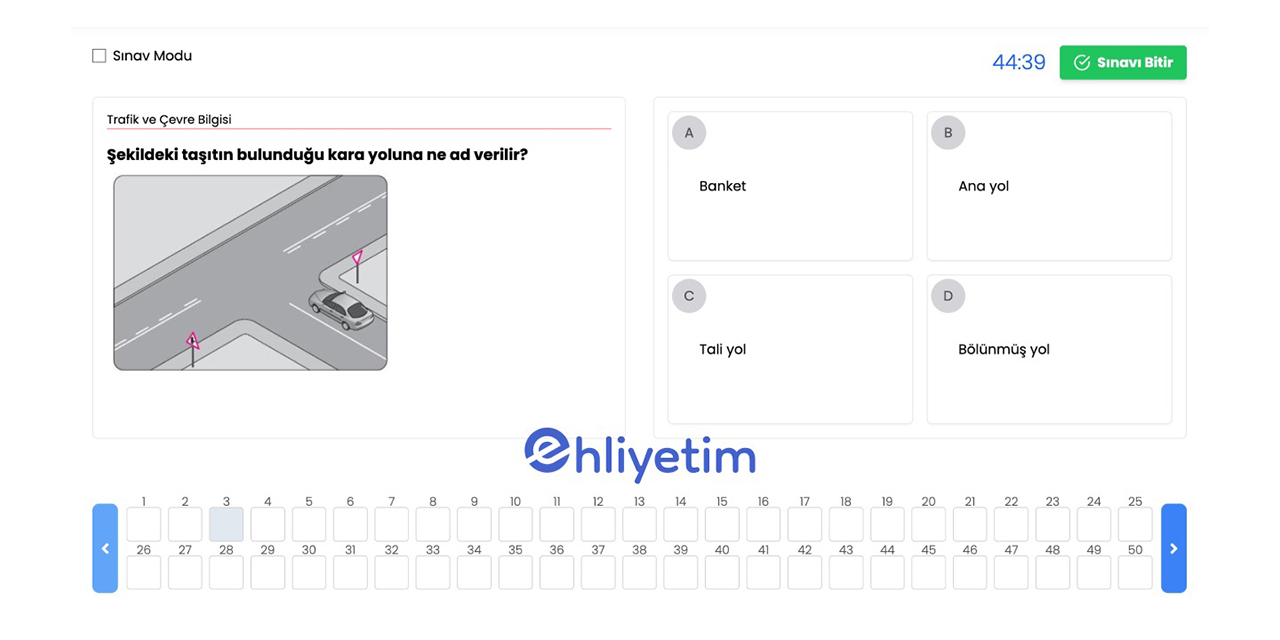 Geçmiş Yılların MEB Ehliyet Sınav Sorularını Ehliyetim İle Çözün