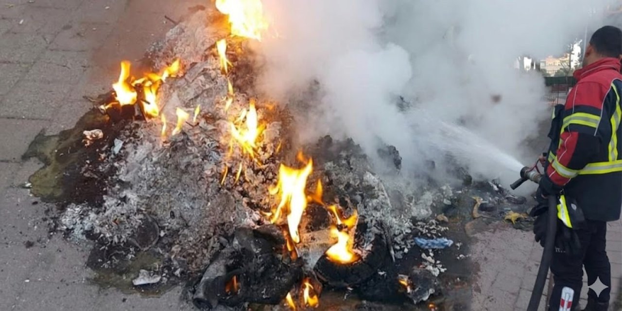 Germencik’te vandallık bitmiyor: Çöp konteyneri ateşe verildi