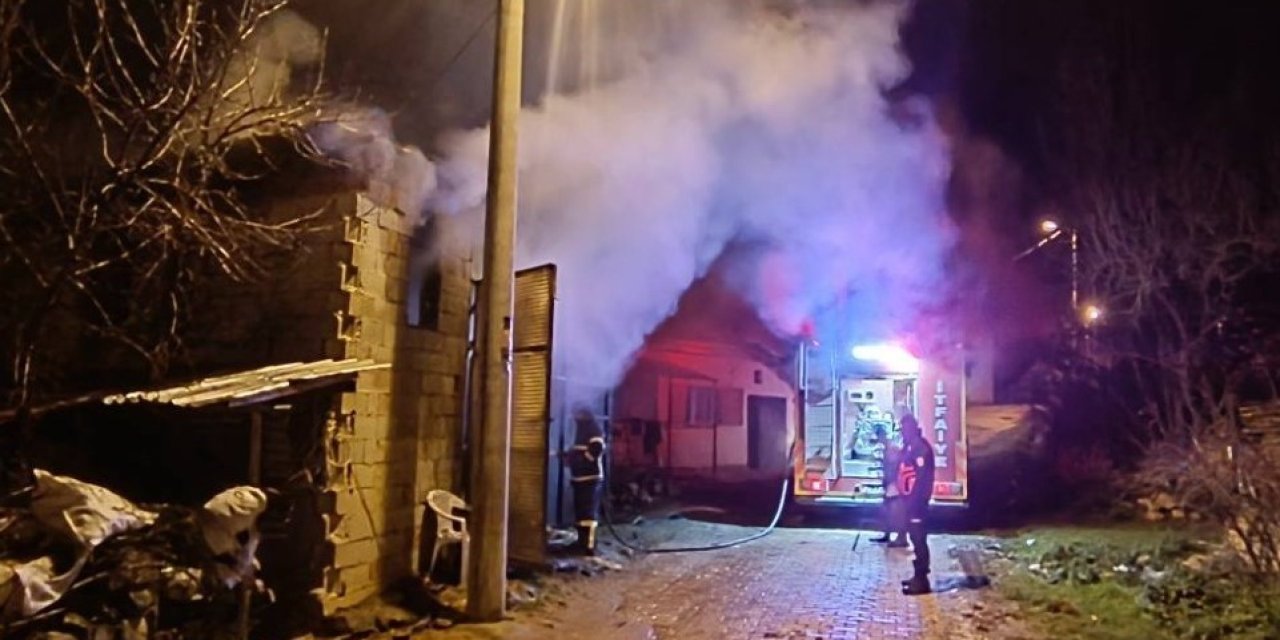 Uşak’ta samanlıkta çıkan yangında 5 koyun telef oldu