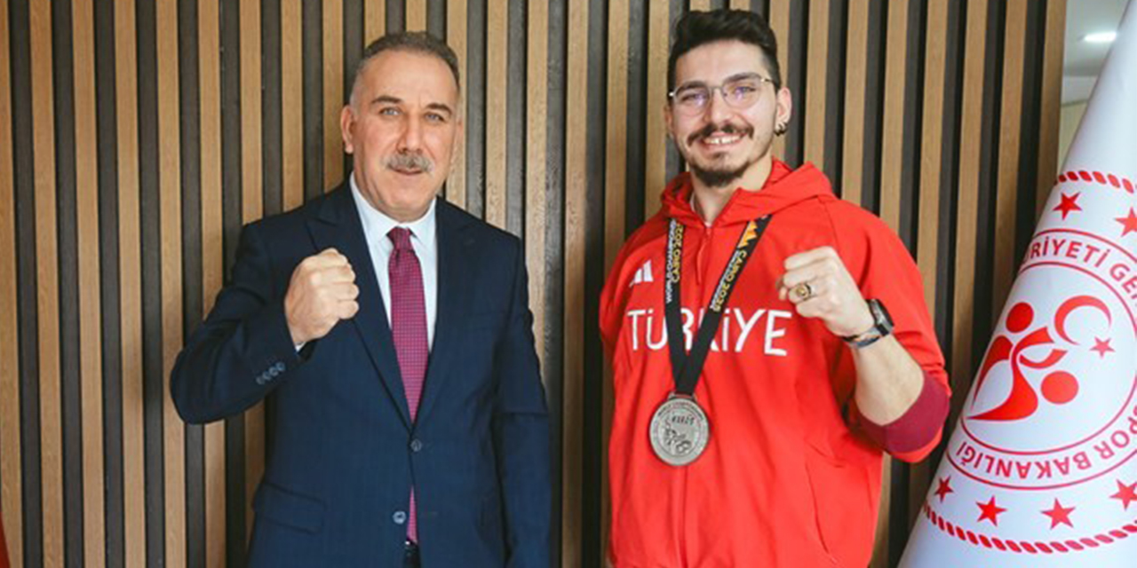 Dünya ikincisi Berkay Uslu’ya Aydın’da tebrik