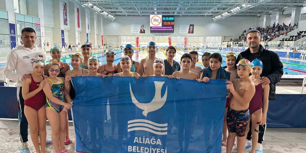 Aliağalı yüzücüler zirveye kulaç attı