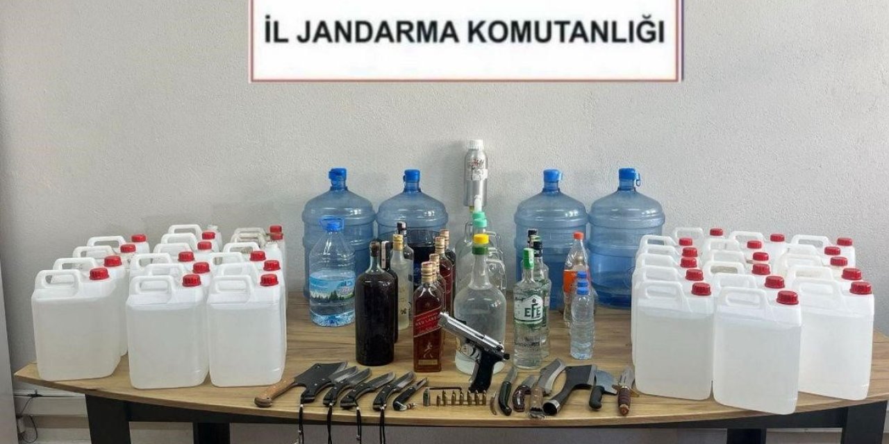 Milas’ta sahte içki ve silah ele geçirildi