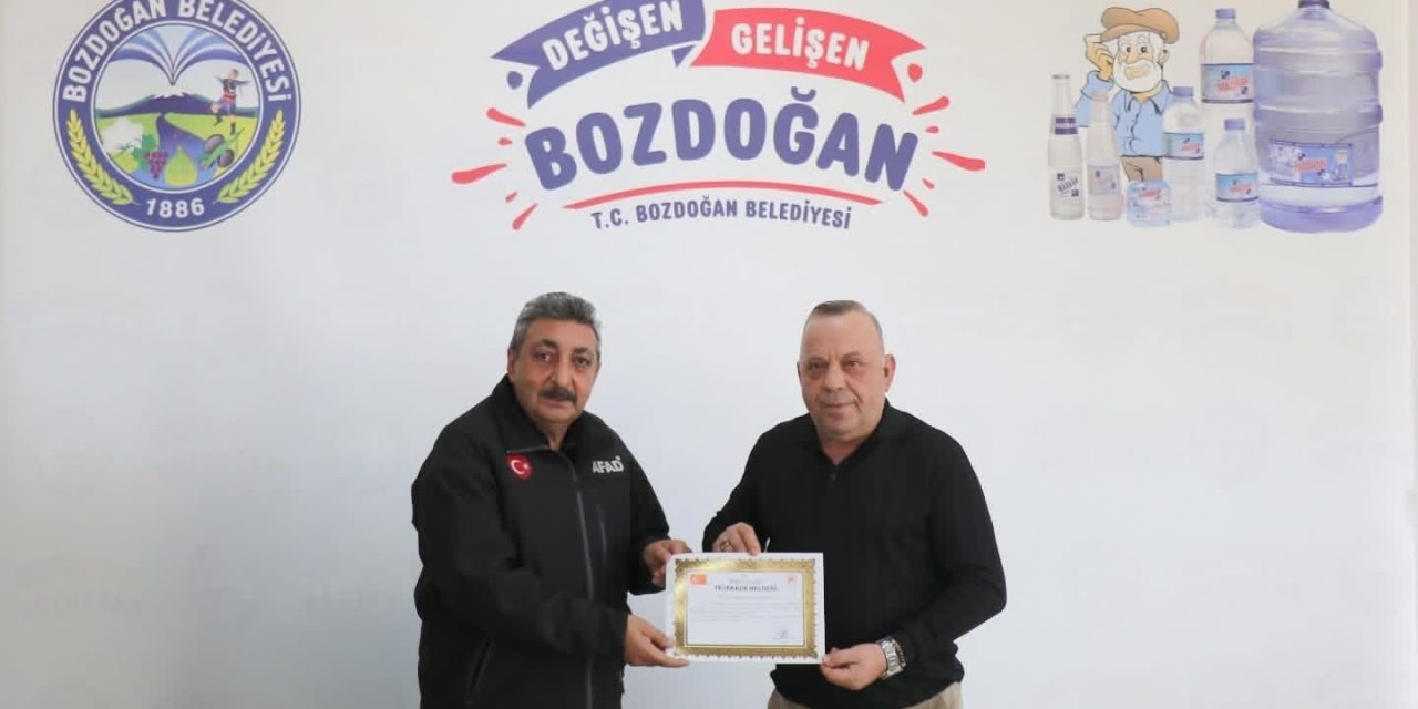 Aydın Valiliği’nden Bozdoğan Belediyesi’ne teşekkür