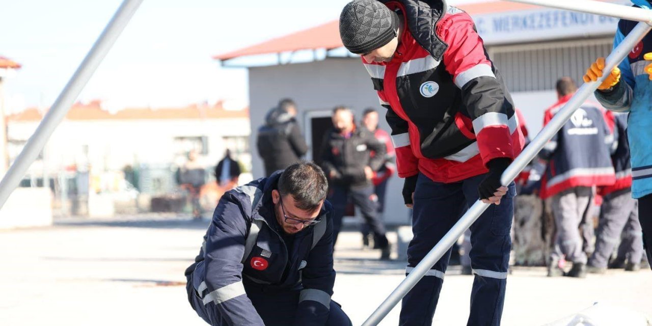 Merkezefendi Belediyesi personeline afet farkındalık ve çadır kurma eğitimi verildi
