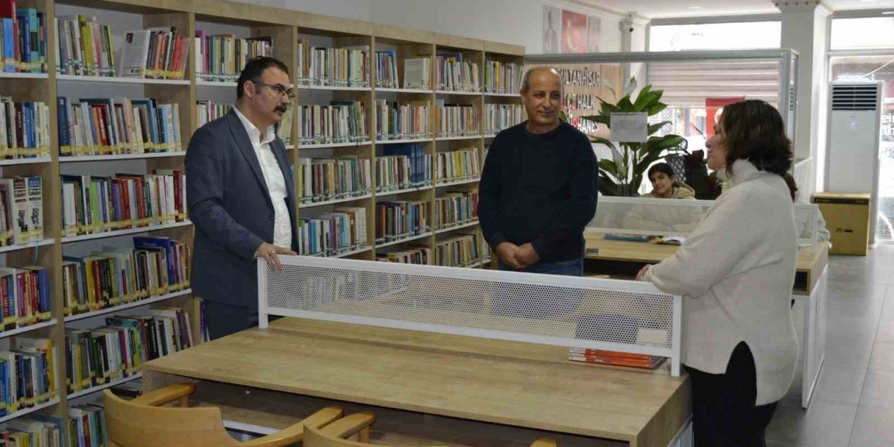 Sultanhisar Kaymakamı Ateş, kütüphanelerde çalışmaları yerinde inceledi