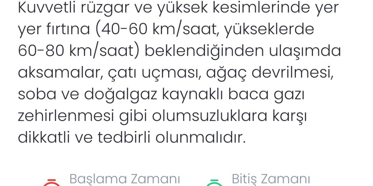 Denizli için kuvvetli rüzgar ve fırtına uyarısı verildi