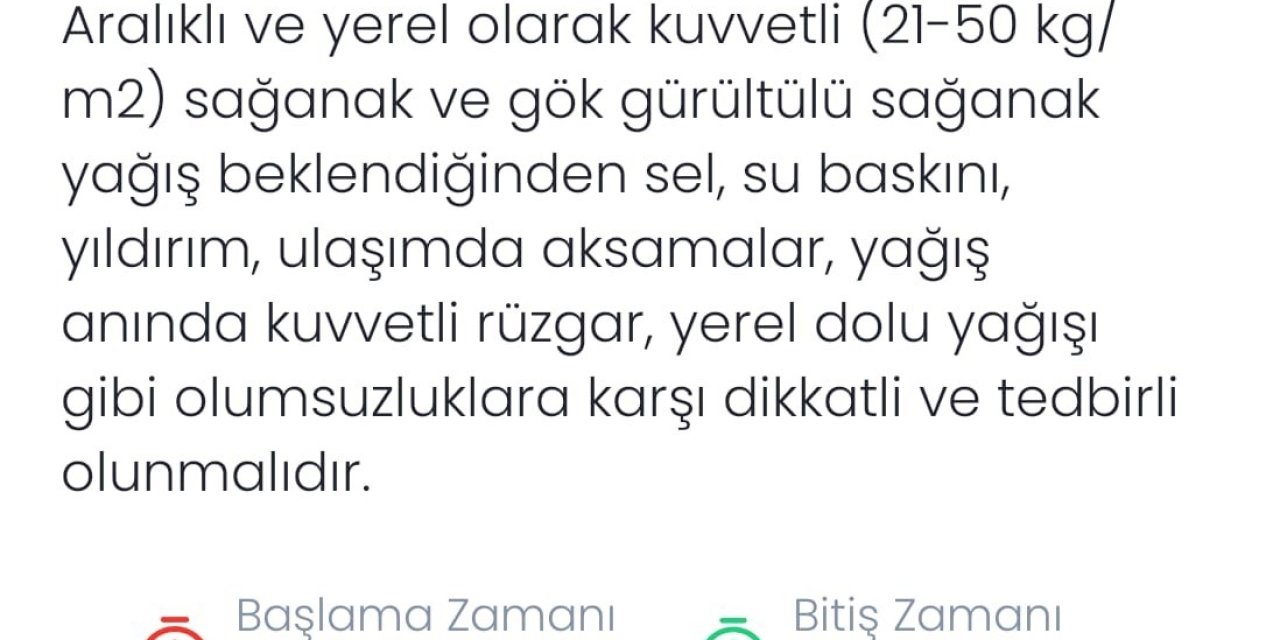 Denizli’ye kuvvetli sağanak ve gök gürültülü yağış uyarısı