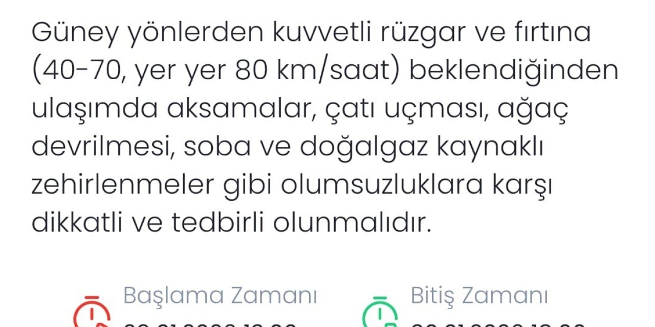 Meteoroloji Denizli için fırtına uyarısında bulundu