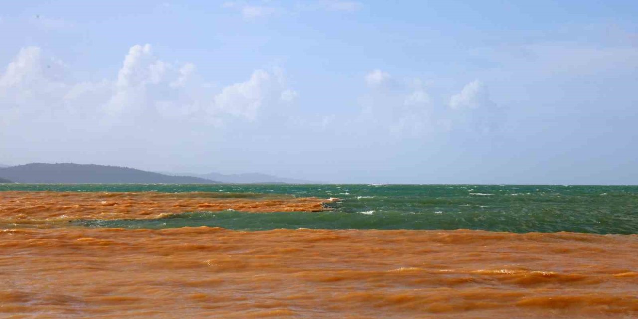 Akyaka’da denizin rengi kahverengiye döndü