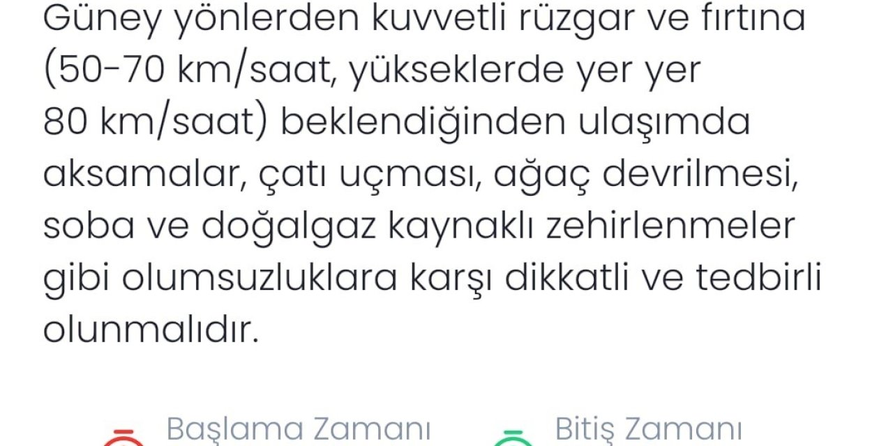 Meteoroloji’den Denizli için fırtına uyarısı