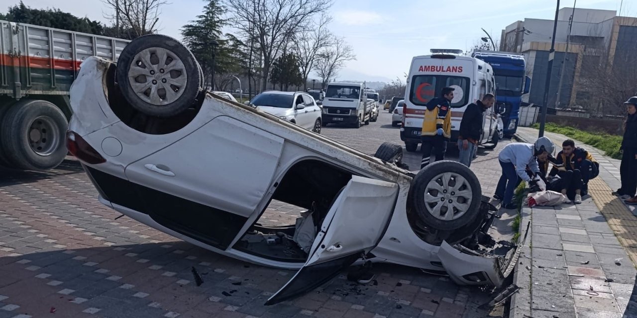 Takla atan otomobilin sürücüsü yaralandı