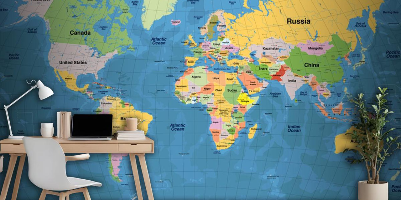 Dünya Haritası Duvar Kağıdı Ayzun’un benzersiz koleksiyonu