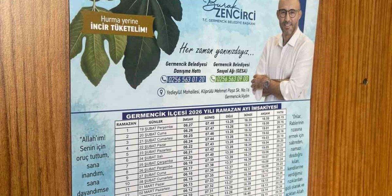 Germencik Belediyesi’nin imsakiyelerinde incir vurgusu