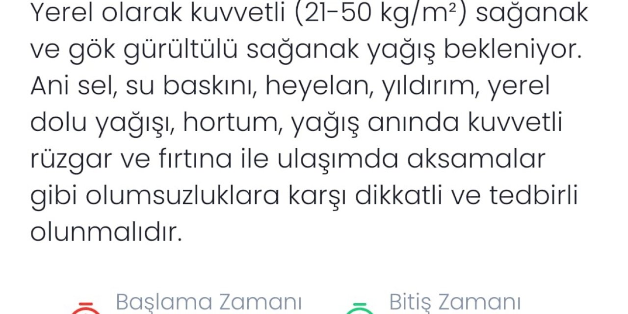 Denizli için sağanak ve gök gürültülü yağış uyarısı