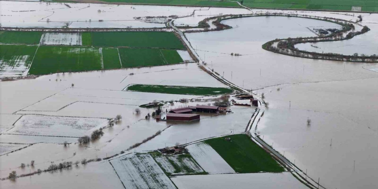 Aydın’daki taşkının izleri havadan görüntülendi