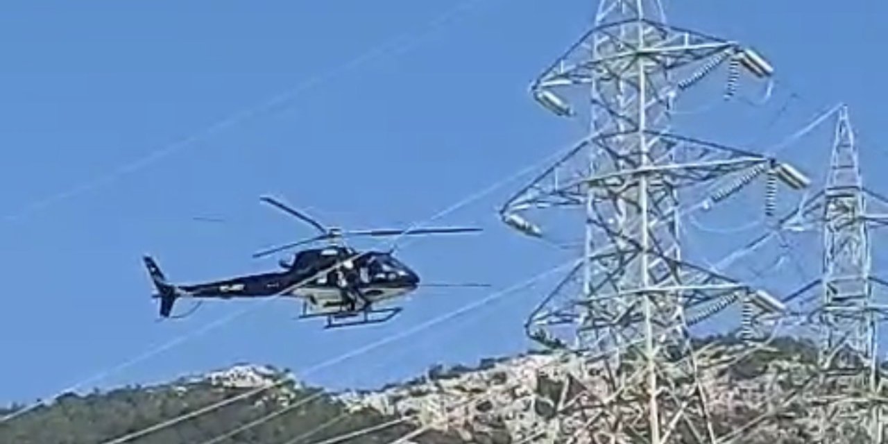 Bodrum’da yüksek gerilim hatları helikopterle temizlendi