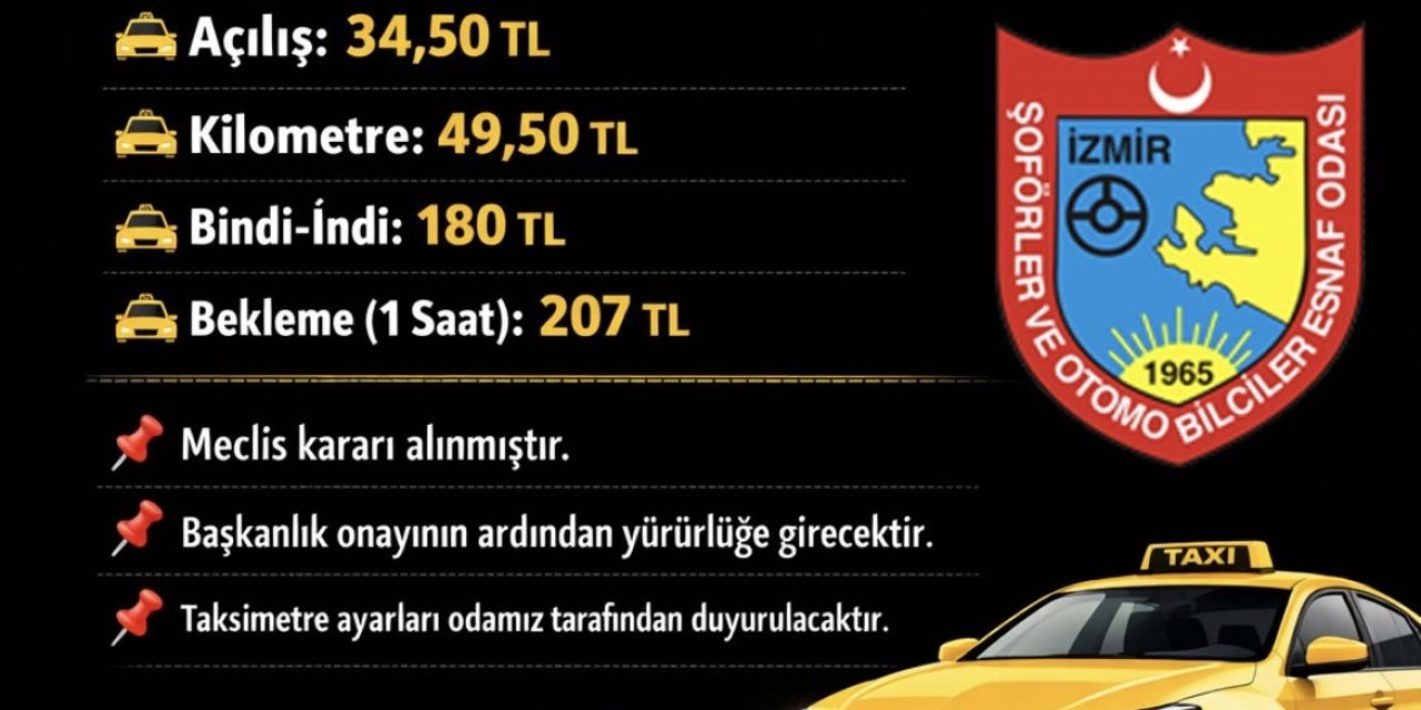 İzmir’de taksilerin indi bindi ücreti 180 lira oldu
