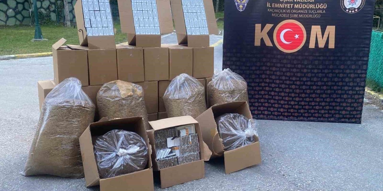 Uşak’ta çok sayıda kaçak makaron ve tütün ele geçirildi