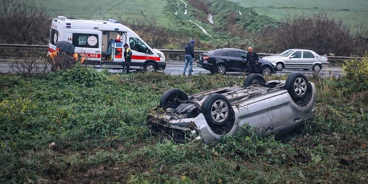 Kontrolden çıkan otomobil ters döndü: 1 yaralı