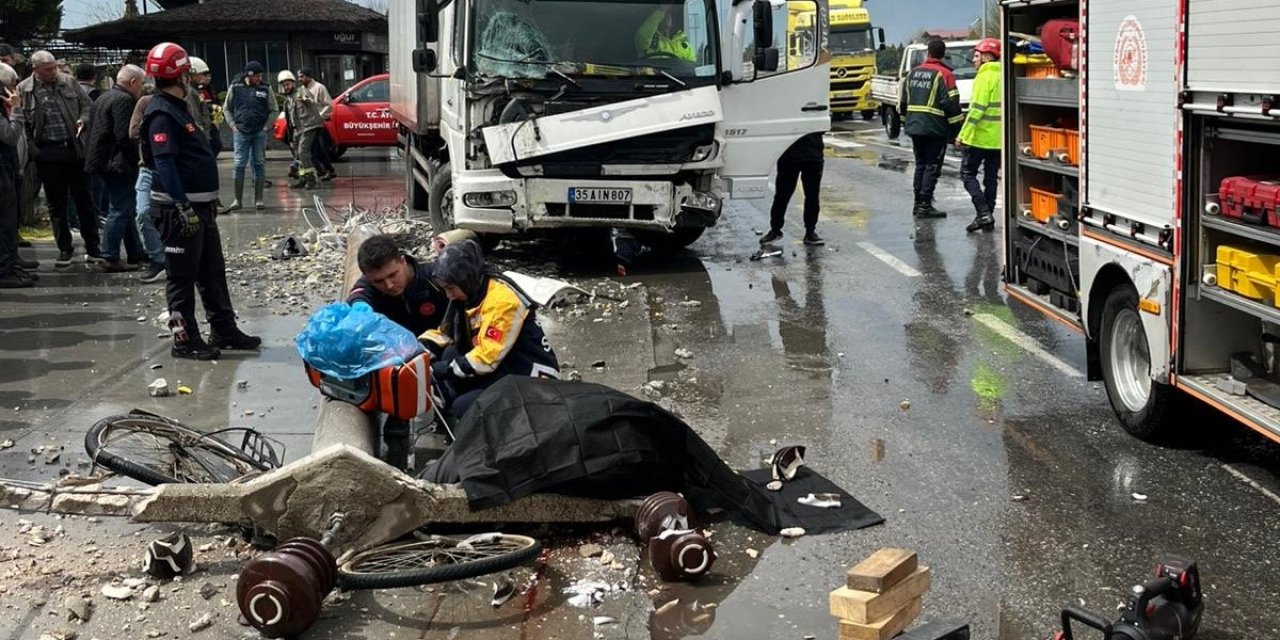 Beton direğin altında kalan bisikletli hayatını kaybetti