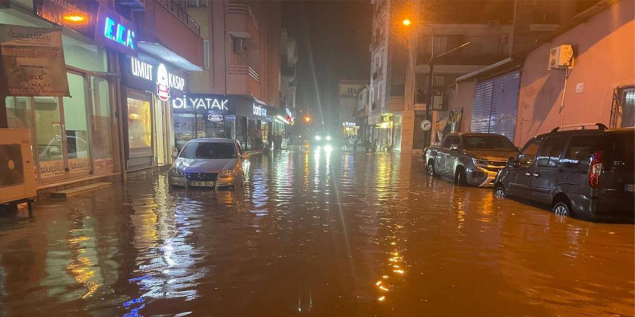 Çine’de sağanak etkili oldu, yollar göle döndü