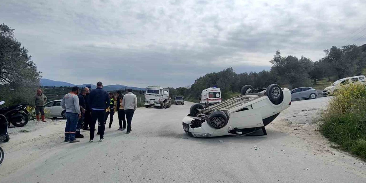 80 yaşındaki sürücü takla atan araçtan sağ çıktı