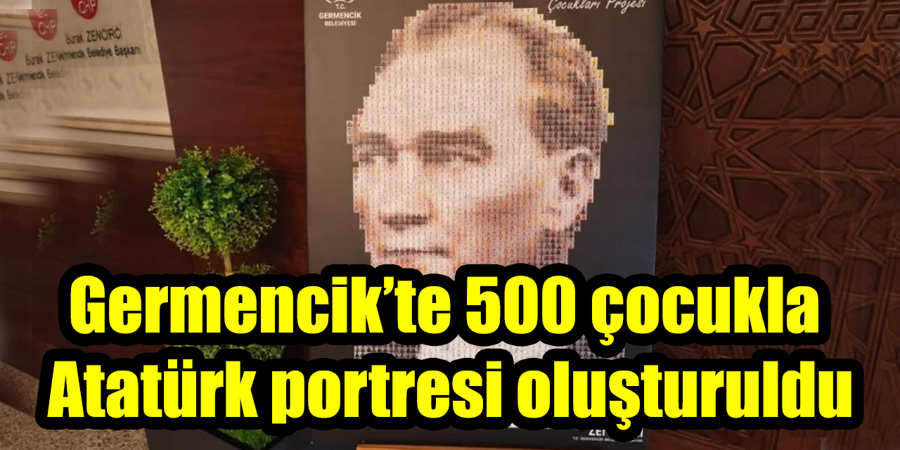 Germencik’te 500 çocukla Atatürk portresi oluşturuldu