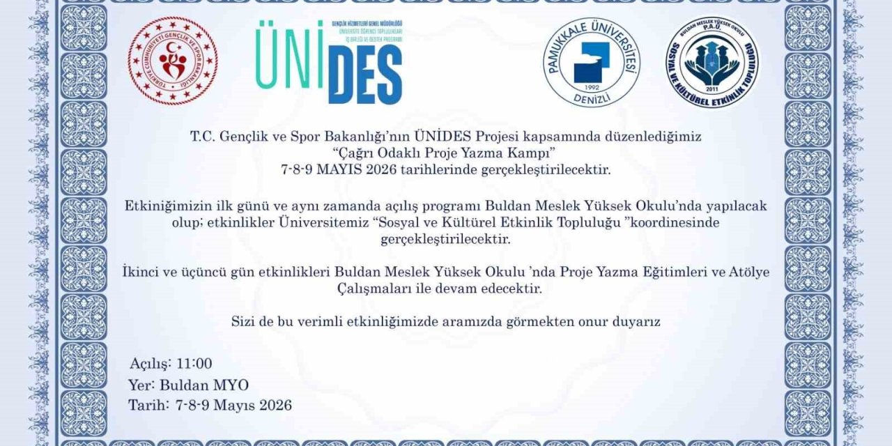 Buldan MYO ’Çağrı Odaklı Proje Yazma Kampı" projesine ev sahipliği yapacak