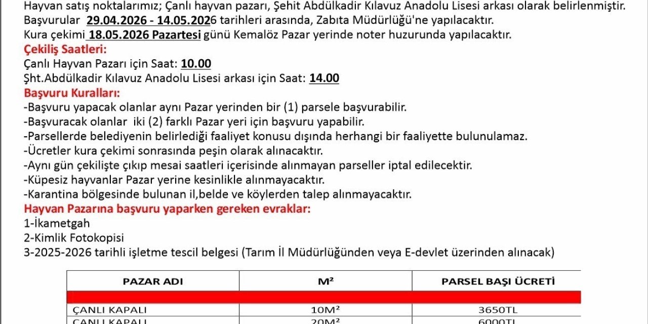 Uşak’ta kurban satış yerleri belli oldu