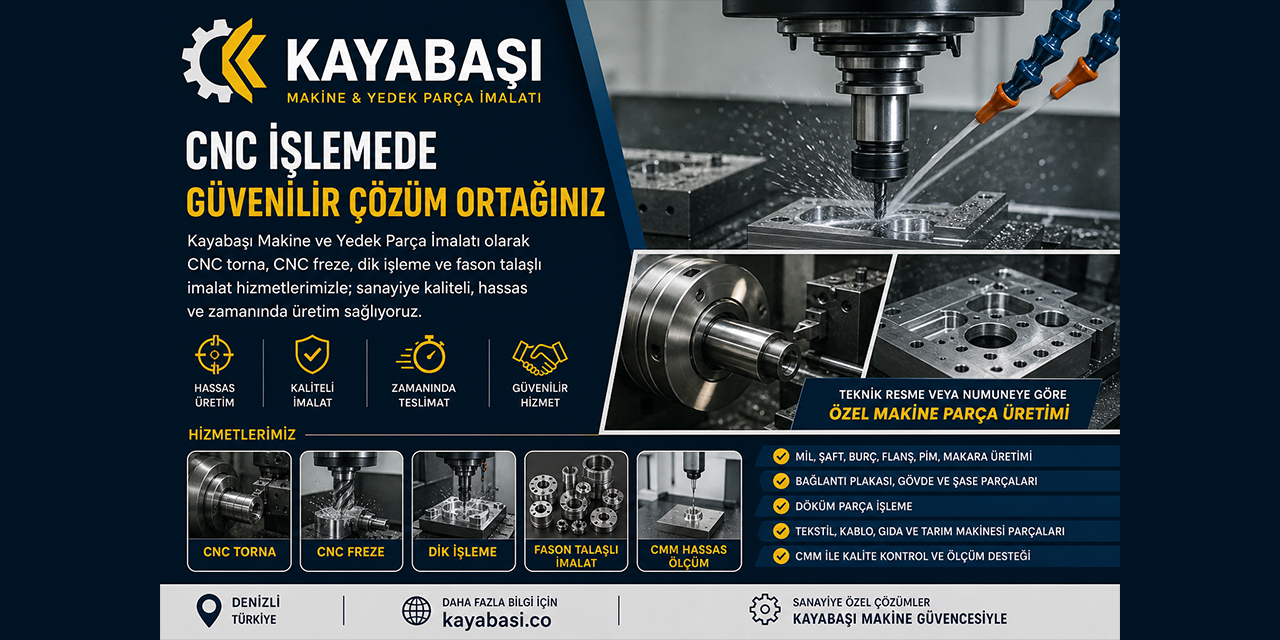 Denizli sanayisinden bölge üretimine CNC destek: Kayabaşı Makine ve Yedek Parça İmalatı