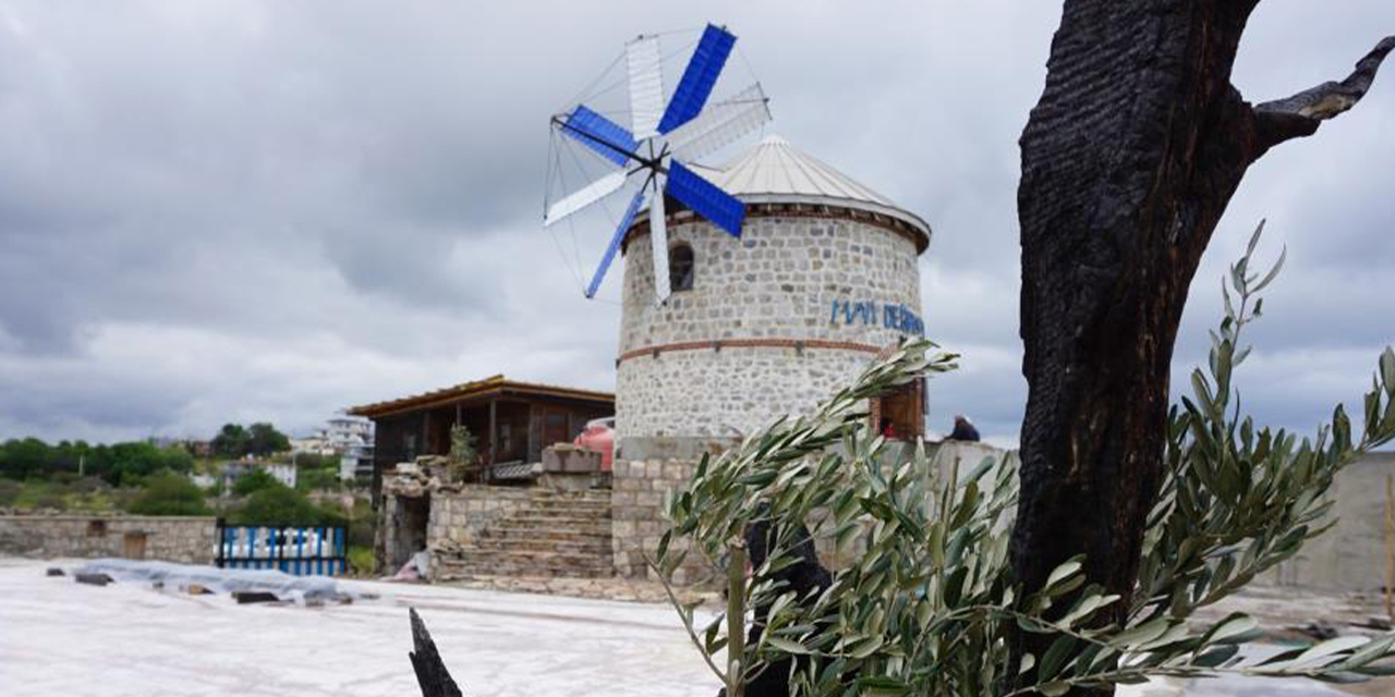 Mavi değirmen Ege’nin rüzgarıyla yeniden hayat buldu