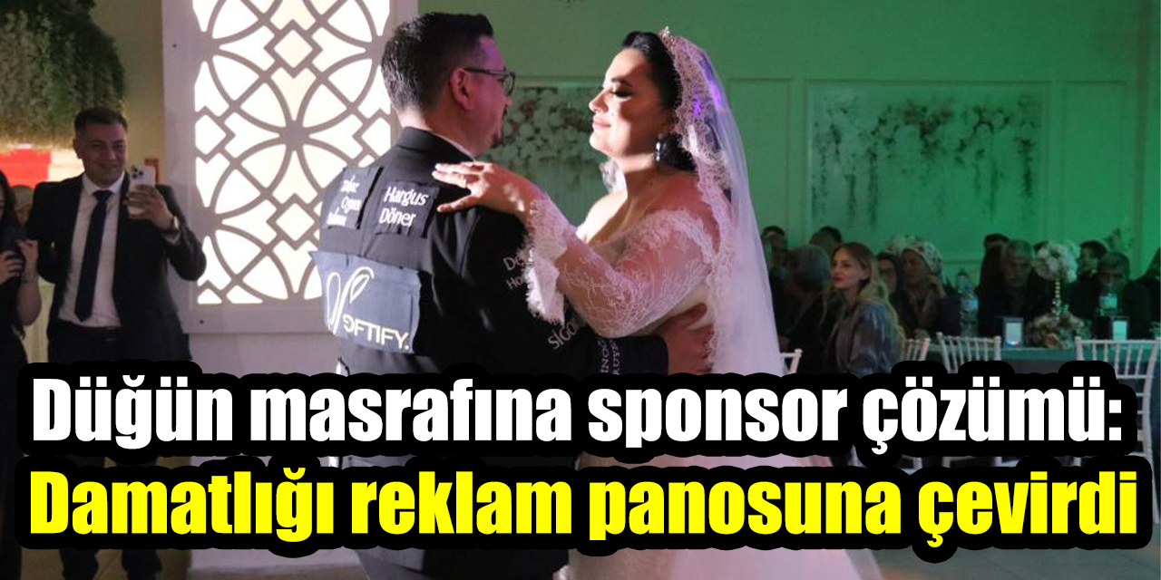 Düğün masrafına sponsor çözümü: Damatlığı reklam panosuna çevirdi