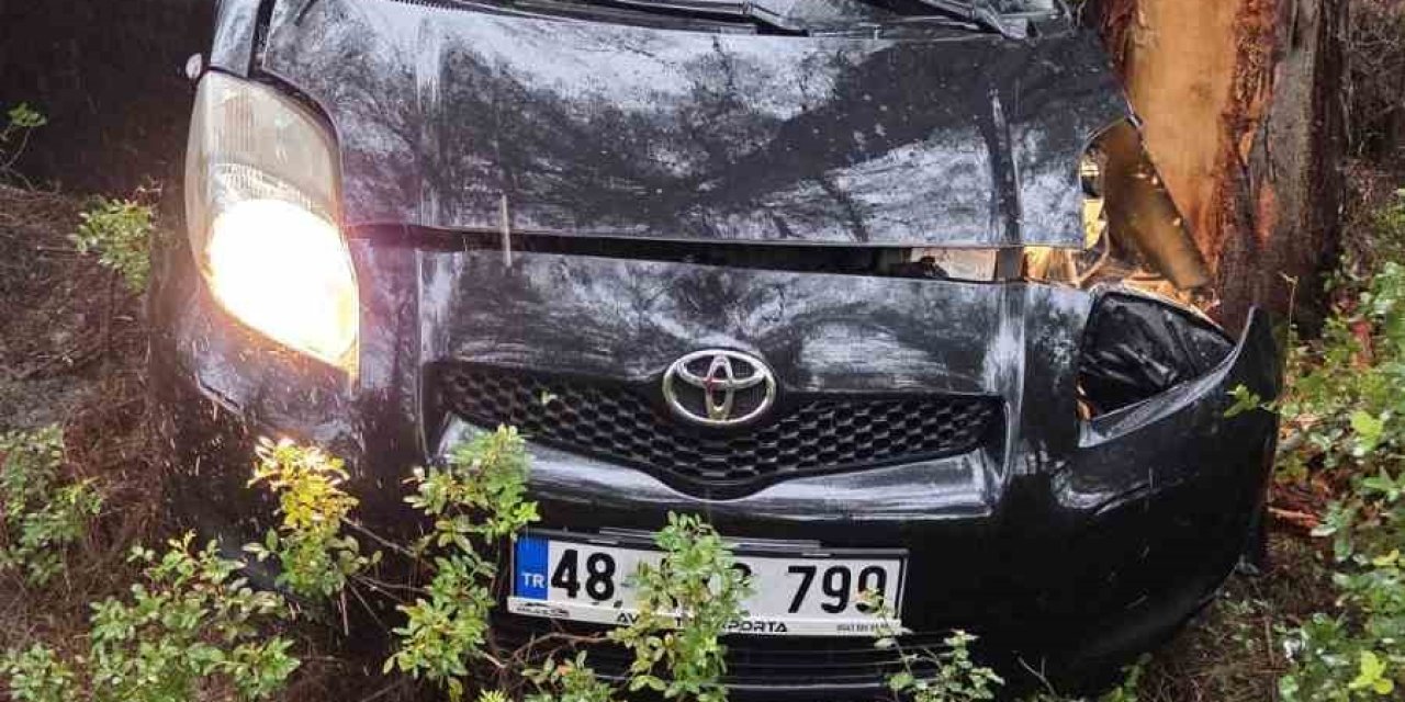 Kontrolden çıkan otomobil ormanlık alana uçtu: 1 yaralı