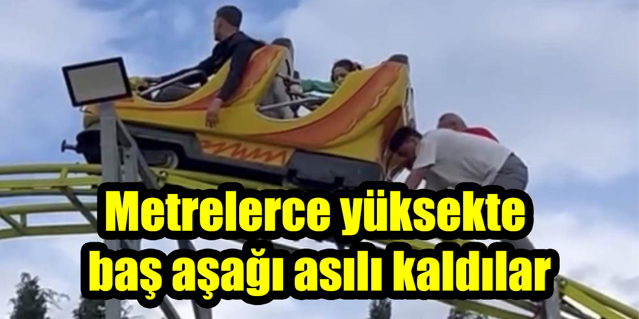 Lunaparkta korku dolu anlar: Metrelerce yüksekte baş aşağı asılı kaldılar
