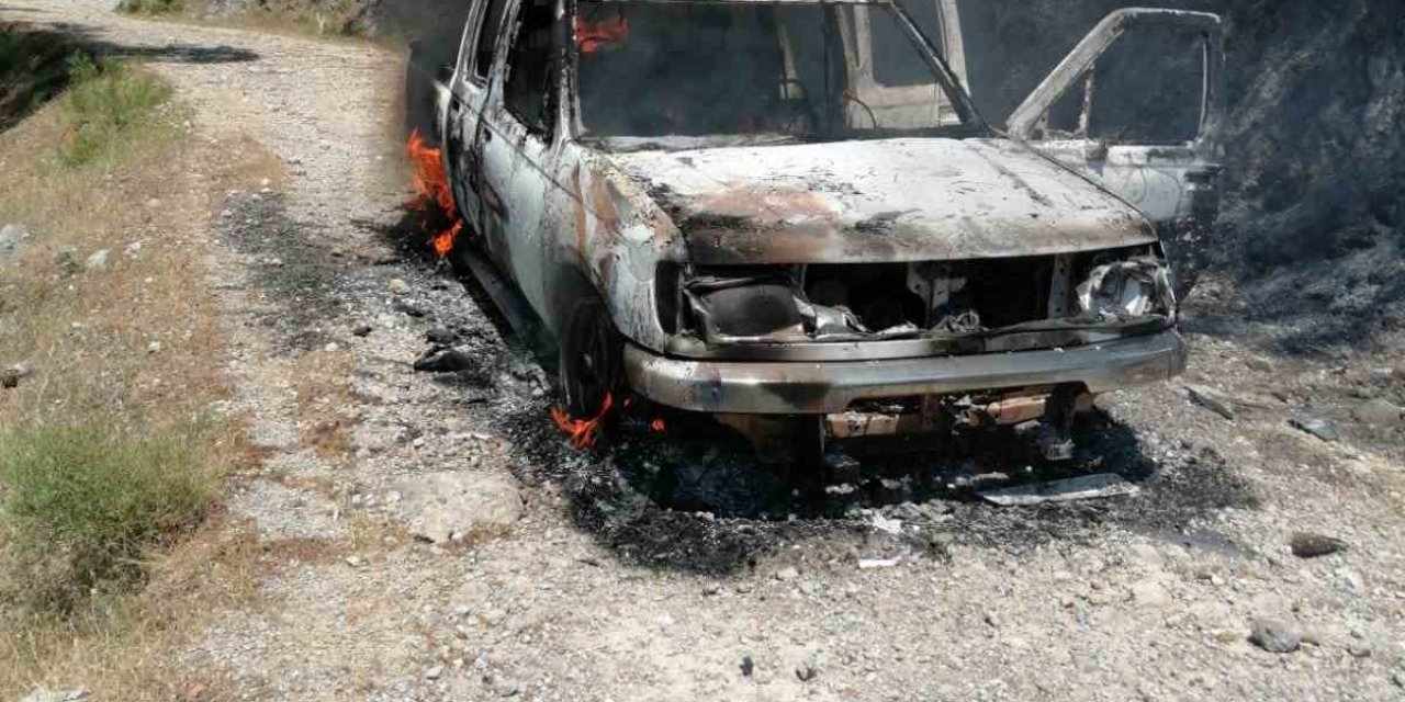Seyir halindeki araçta çıkan yangın, ormanlık alana sıçradı