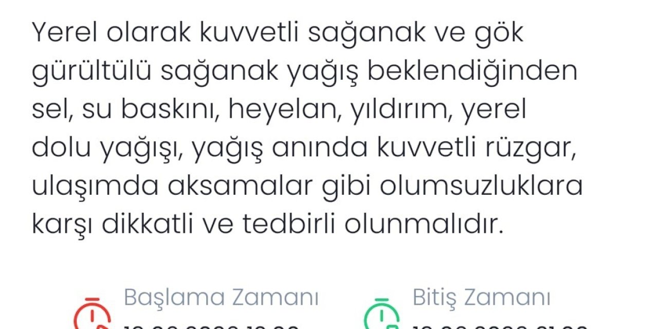 Meteoroloji Denizli için yerel kuvvetli sağanak ve dolu uyarısı yaptı
