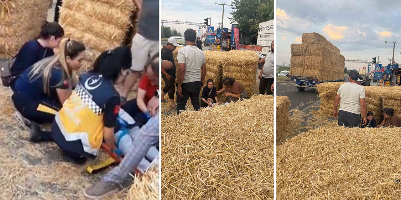 Aydın’da feci kaza: 1 tonluk saman balyası adamın üzerine düştü