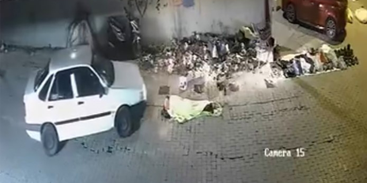 Kaldırımda uyuyan adamı  fark  etmedi, üzerinden otomobille geçti