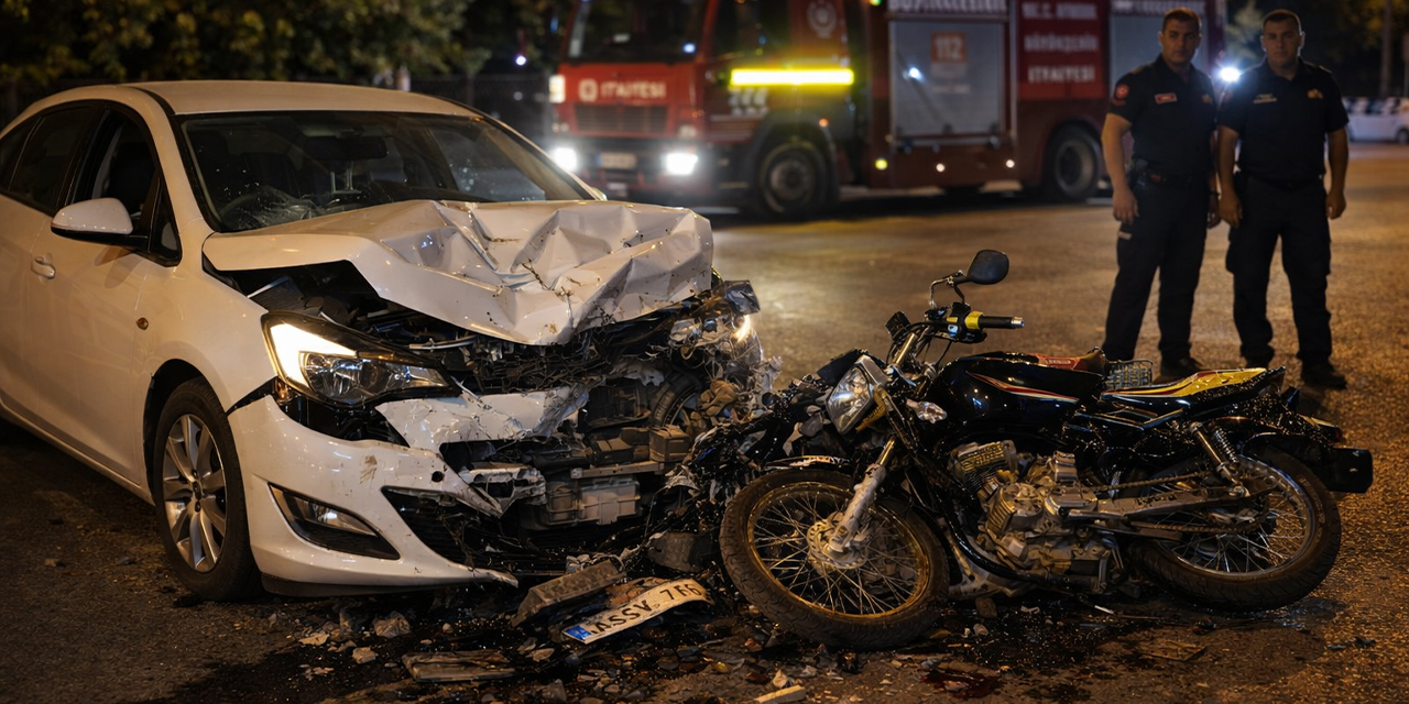 Otomobil ile motosiklet kafa kafaya çarpıştı: 1 ağır yaralı