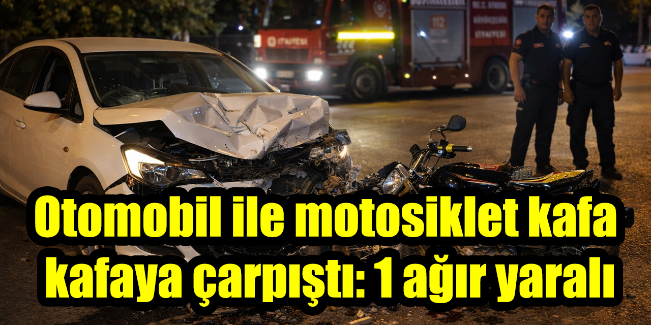 Otomobil ile motosiklet kafa kafaya çarpıştı: 1 ağır yaralı