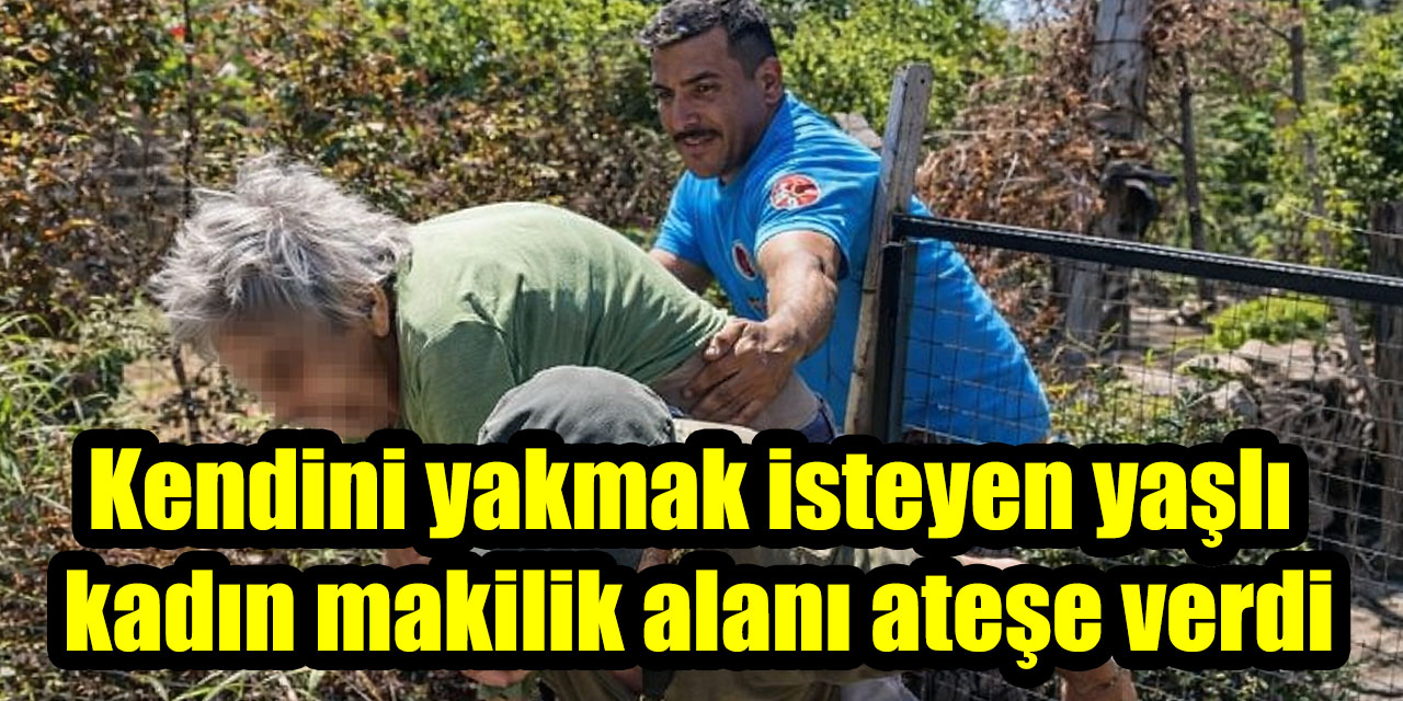 Kendini yakmak isteyen yaşlı kadın makilik alanı ateşe verdi