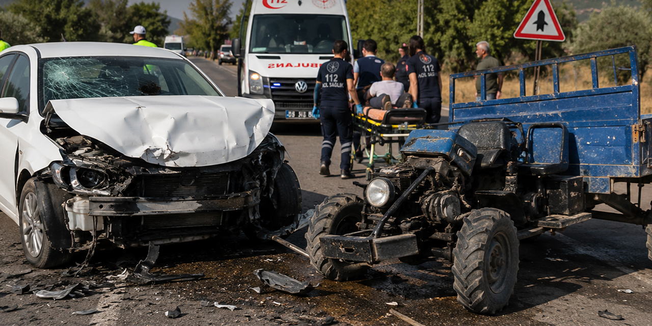 Patpatla otomobil çarpıştı: 3 yaralı