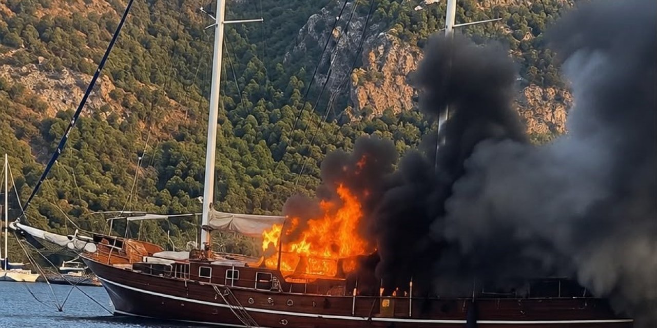 Göcek’te tekne yangını