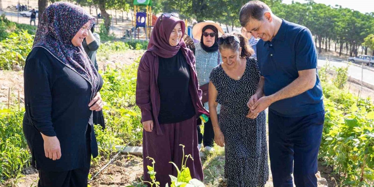 Toprakla buluşan kadınların hasat sevincine Başkan Tugay da ortak oldu