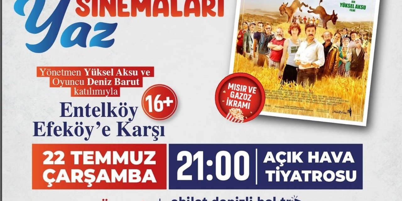 Denizli Büyükşehirin Yaz Sinemaları, usta yönetmen ve ünlü oyuncuyu ağırlıyor