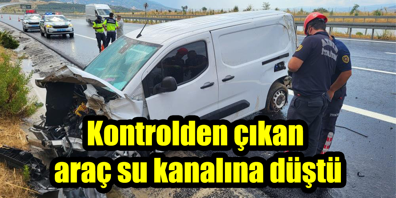 Kontrolden çıkan araç su kanalına düştü