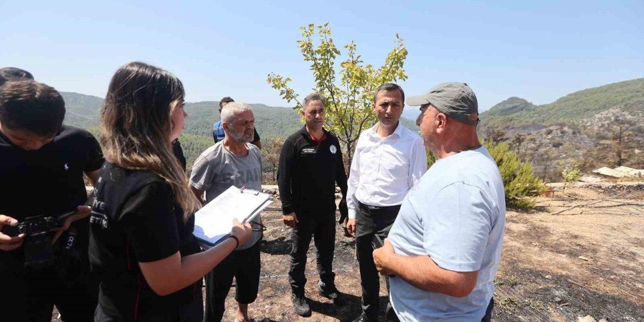 Muğla Büyükşehir Belediyesi’nden yangın bölgesinde hasar tespiti çalışması