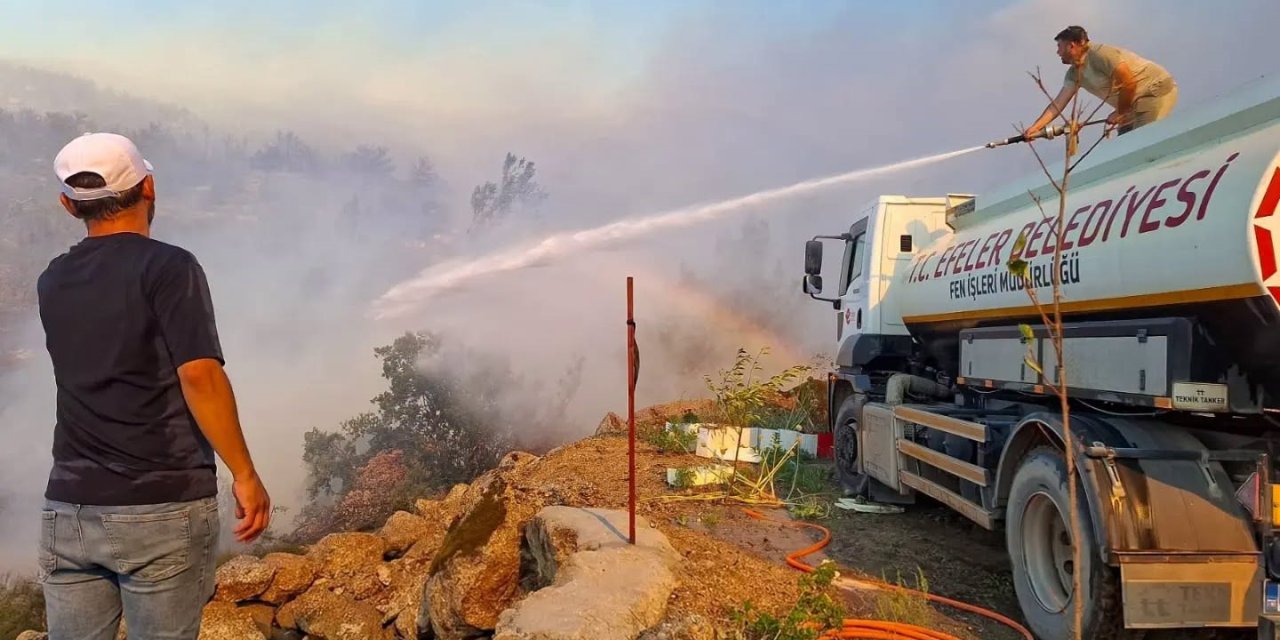 Çine’deki yangına Efeler Belediyesi’nden saha desteği