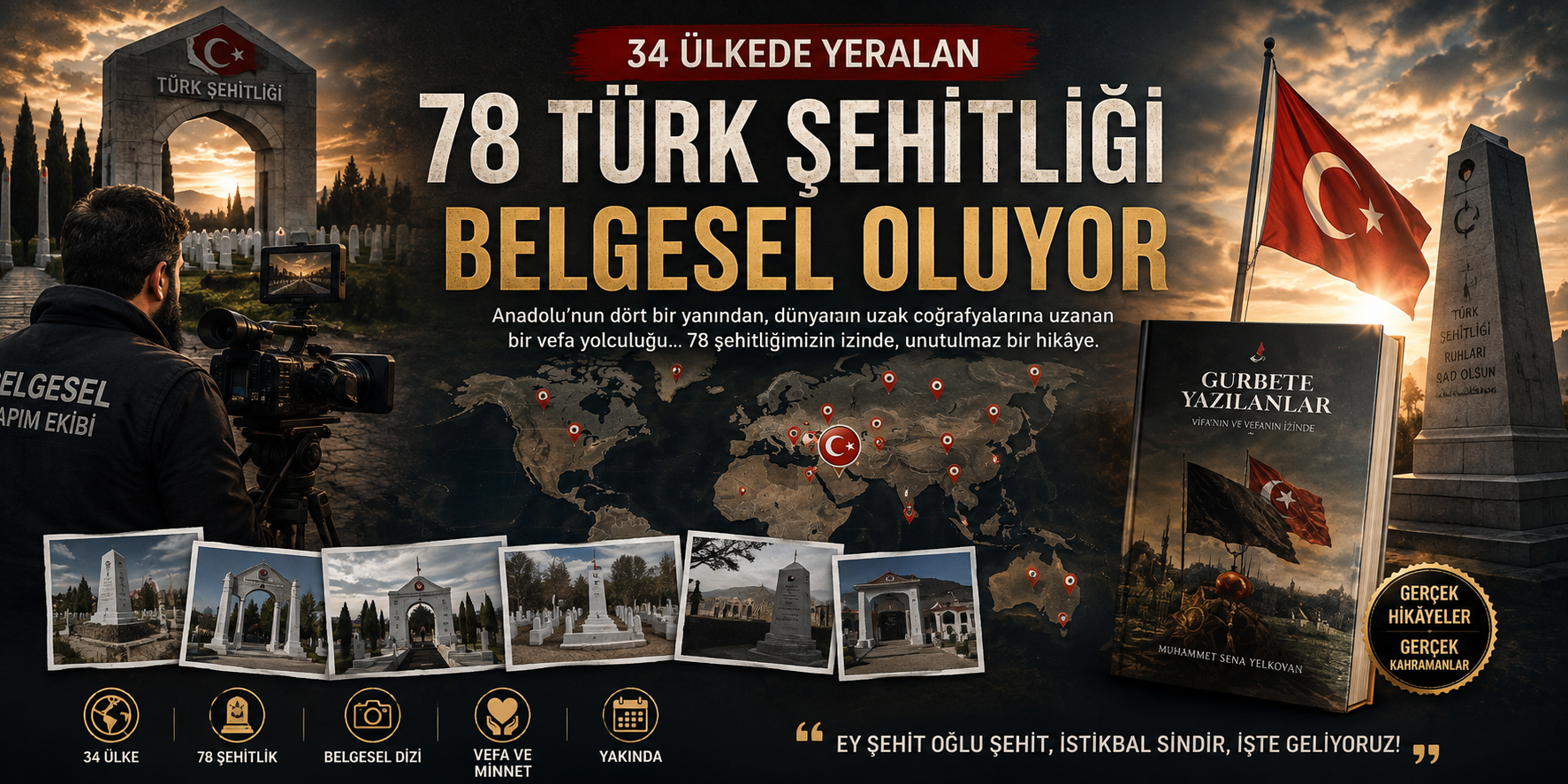 34 ülkede yeralan 78 Türk şehitliği belgesel oluyor