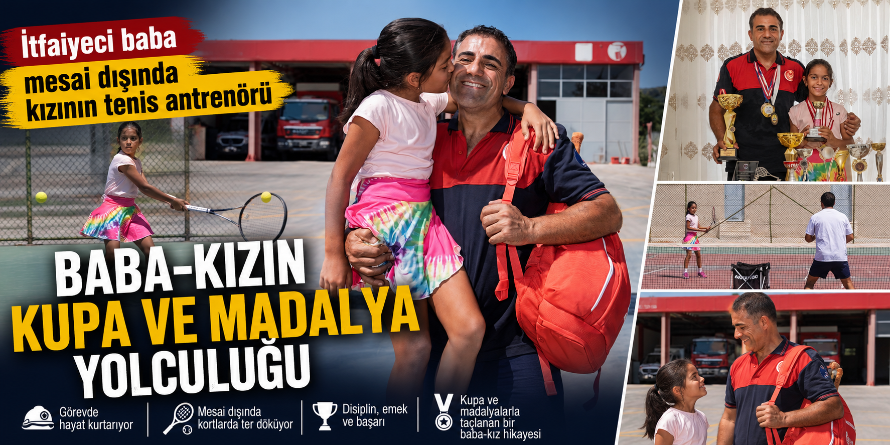 İtfaiyeci baba mesai dışında kızının tenis antrenörü: Baba-kızın kupa ve madalya yolculuğu